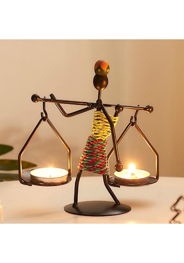 Kadın Figürlü Metal Ferforje Tealight Mumluk