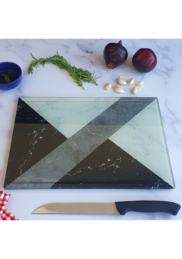 Kanallı Cam Kesme Tablası | Hibrit Mermer | 25cm x 35cm