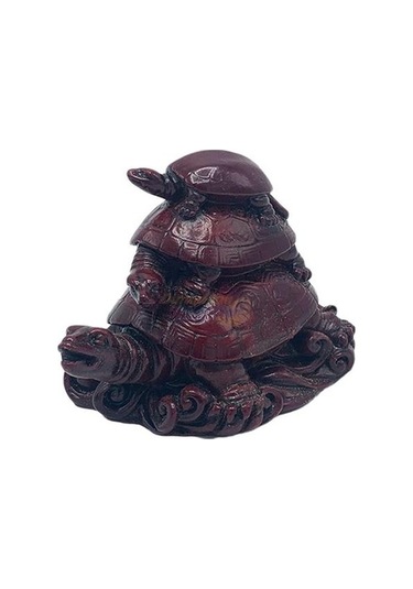 Dekoratif Üçlü Kaplumbağa Biblo Kahverengi