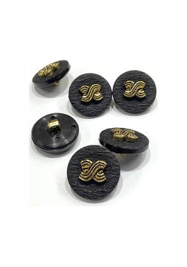 Yelek Hırka Düğmesi / Kabartma Gold Detaylı / Siyah 1,8 Cm / Kod:2620