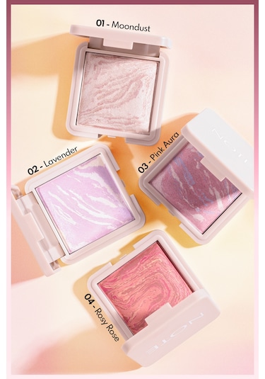 Note Cosmetics Marble Baked Blusher Fırınlanmış Allık & Aydınlatıcı - 01 Moondust