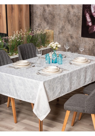 Cotton Box Jakarlı Dertsiz Masa Örtüsü Lavinia Beyaz 155x220
