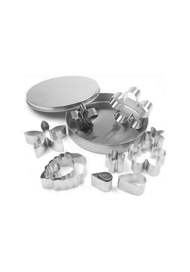 Qingmipy 12 Parça Paslanmaz Çelik Kurabiye Kalıbı Seti - Çiçek, Yaprak Şekilli - Çocuklar İçin Eğlenceli Pişirme Aletleri Çok Renkli