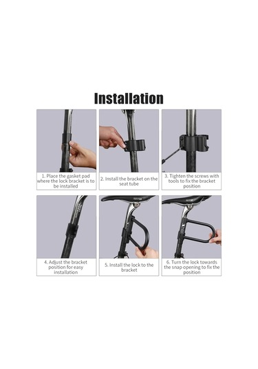 Batı Bisiklet Bisiklet U Kilidi Dayanıklı Çinko Alaşımı Mtb Yol Bisikleti Asma Kilit Anti-hırsızlık Emniyet Kilidi Motosiklet E-bisiklet Bisiklet Aksesuarları Siyah