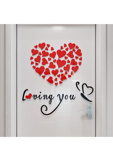 Pembe Romantik Aşk 3d Kalp Seni Seviyorum Duvar Sticker Dekor Dıy Çıkartması Ev Ofis Hediye Pembe