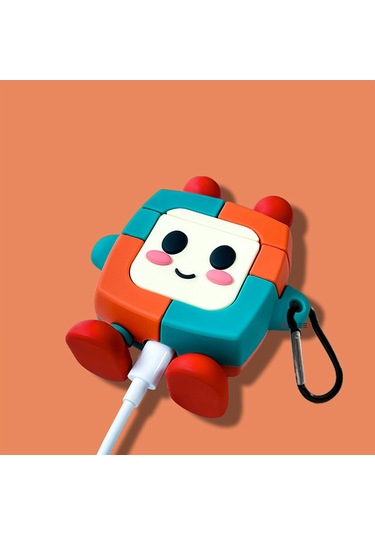 İos Pro 2.nesil Uyumlu Kopçalı Robot Tasarımlı Sevimli Silikon Kılıf