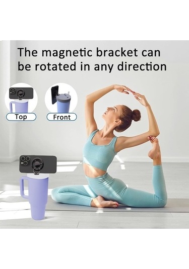 Fastbuy Prestigegoods Stanley 40oz Kupa Manyetik Telefon Tutucu, Pembe Silikon Kapak Koyu Pembe