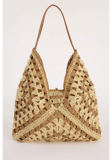 Defacto E1465axnsbg217 Kadın Hasır Omuz Çantası - Bej