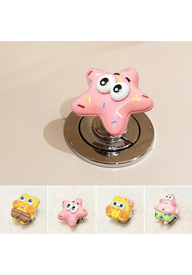 Folinda Kartoon Desenli Tuvalet Basma Düğmesi, Dayanıklı Plastik, Kolay Kurulum, Ev/otel Kullanıma Uygun Spongebob 3