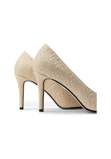 Deery Bej Rengi Hasır Desen Kadın Stiletto Bej