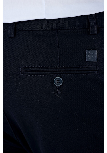Koyu Lacivert Armürlü %100 Pamuk Yan Cepli Slim Fit Dar Kesim Casual Pantolon 1003235117-koyu Lacivert Koyu Lacivert