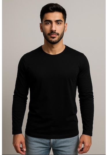 Axxel Erkek Uzun Kollu T-shirt-d240 Siyah