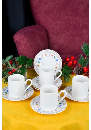 Dalya 12 Parça 6 Kişilik Porselen Kahve Fincan Takımı