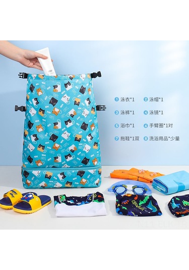 Xindoker Küçükler İçin Büyük Boy Sarı Dinozor Desenli Su Geçirmez Plaj Çantası - İç/dis Suyu Ayıran Çıkış Seyahat Sırt Çantası Sarı