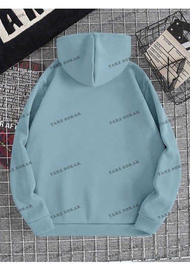 Y2k Trend Sezon Unisex Retro Sweatshırt Kapşonlu Kod 1719 Trz1630 Mavi