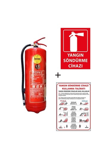 Tüpaş Yangın Tüpü 6 KG + Yangın Tüpü Kullanım Talimatı ve Yangın Tüp
