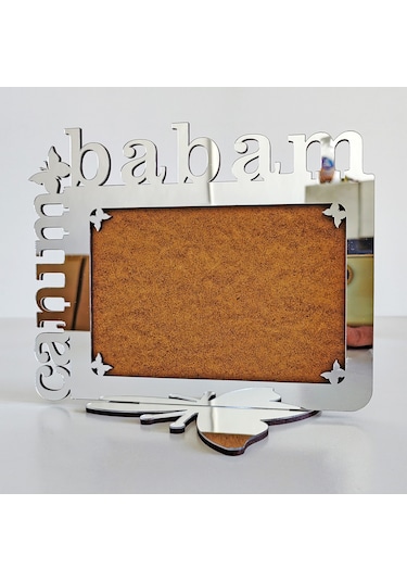 Babalar İçin Gümüş Aynalı Pleksi Fotoğraf Çerçevesi Canım Babam