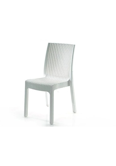 90x90 Cm Rattan 4 Kişilik Kare Masa Seti Kolsuz Sandalye Beyaz