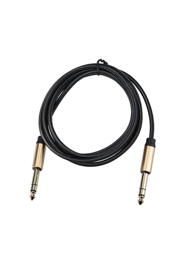 Geeksen 1.8m Siyah 6.5mm Erkek-erkek Altın Kaplı Ses Kablosu, Enamel Bakır İletken, Pamuk Ağı Örgü, Davul-keyboard Hoparlör Uyumlu