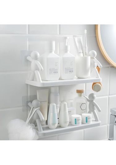 Dekoratif Mutfak Rafı Baharatlık Kendinden Yapışkanlı Raf Çöp Adam Mutfak Düzenleyici Çok Renkli