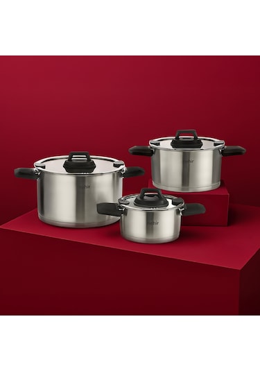 Nehir Elena Saten 6 Parça Derin Tencere Set