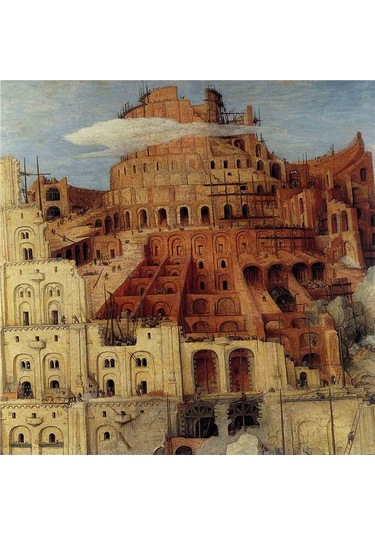 Pieter Brueghel Babil Kulesi Ve Eserleri Doğal Taş Bardak Altlığı 4'lü Set - Natural Stone Coasters - Taş Çok Renkli