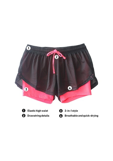 Jeemson Kadın Spor Şortu - 2'li Katmanlı, Nefes Alabilir, Hızlı Kuruyan, Yoga Ve Koşu İçin Göl Mavisi