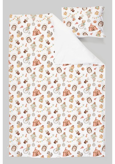 Organik Tek Kişilik Nevresim Takımı 160x220 - Sihirli Minik Akrobasi Renkli