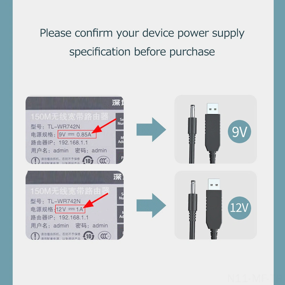 Mufunye Usb'den 12v'ye Çevirici Kablosu, 5v Girişli 1m Uzunluk, Dc5.5 2.1 Arayüzü, 6-7w Güç, Mobil Şarj Cihazı İçin Doğru Uç