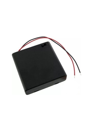 4'lü Pil Yuvası Kapaklı Anahtarlı Kablolu Aa Pil İçin 5 Adet