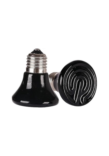 Ha 25 Watt Mini Sürüngen Isıtma Lambası 2'li Paket Kırmızı Seramik Isıtıcı Işıksız Siyah