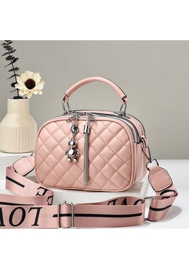 Elde Tutulan Küçük Çanta, Kadın Çok Yönlü Çapraz Askılı Çanta, Küçük Kokulu Rüzgar Eşkenar Dörtgen Zincir Çanta Pembe 164348 Kırmızı