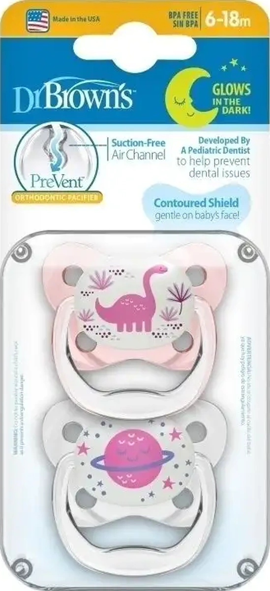 Dr.brown's Ortodontik Emzik, Gece 6-18 Ay 2 Adet 59709607 Pembe