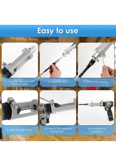 Xurunkeji Matkap Uçlu Kare Delik Matkap Ucu Adaptörü, Kesme Aparatı, Alüminyum Delik Matkabı Montaj Braketi, Matkap Sabitleme