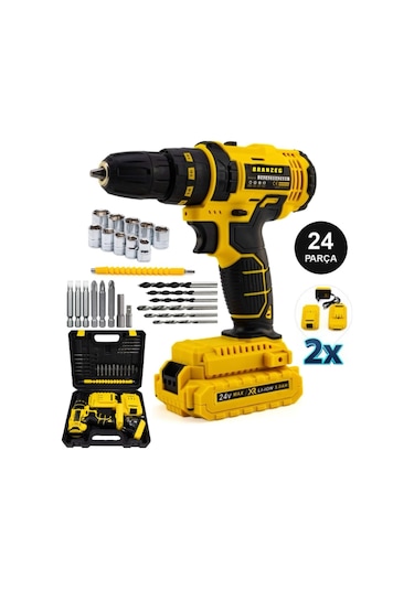 Branzeg Full Setli 24v Darbeli Matkap Akülü Vidalama