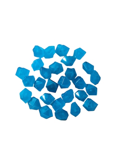 Dofolink 100 Adet Mavi Resin Işıklı Taşlar - Akvaryum Bahçe Peyzajı İçin Mini Fosforlu Plasti K Taşlar