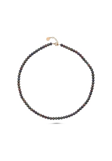 5,5 Mm Siyah Doğal İnci Kolye Rose