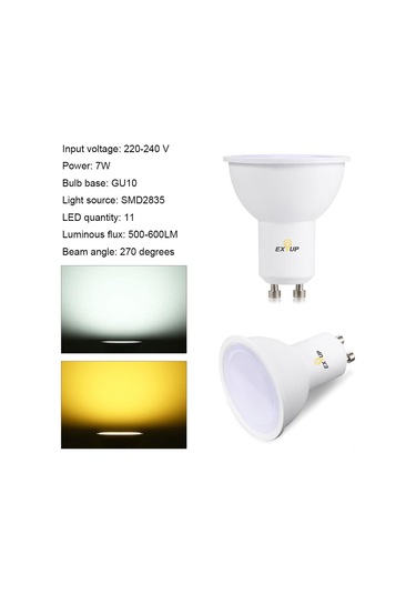 Vkemall Gu10 Tabanlı 7w Led Ampul 220-240v 6000k Beyaz Işık 500-600lm 270 Derece Aydınlatma 1 Adet