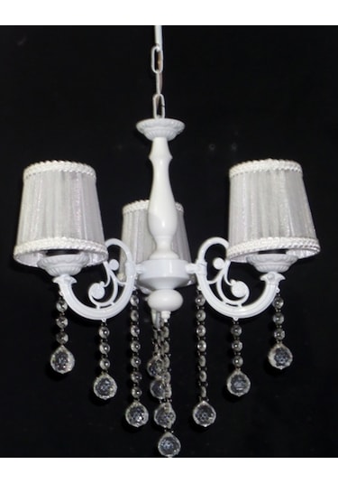 3 Kollu Beyaz Taşlı Avize