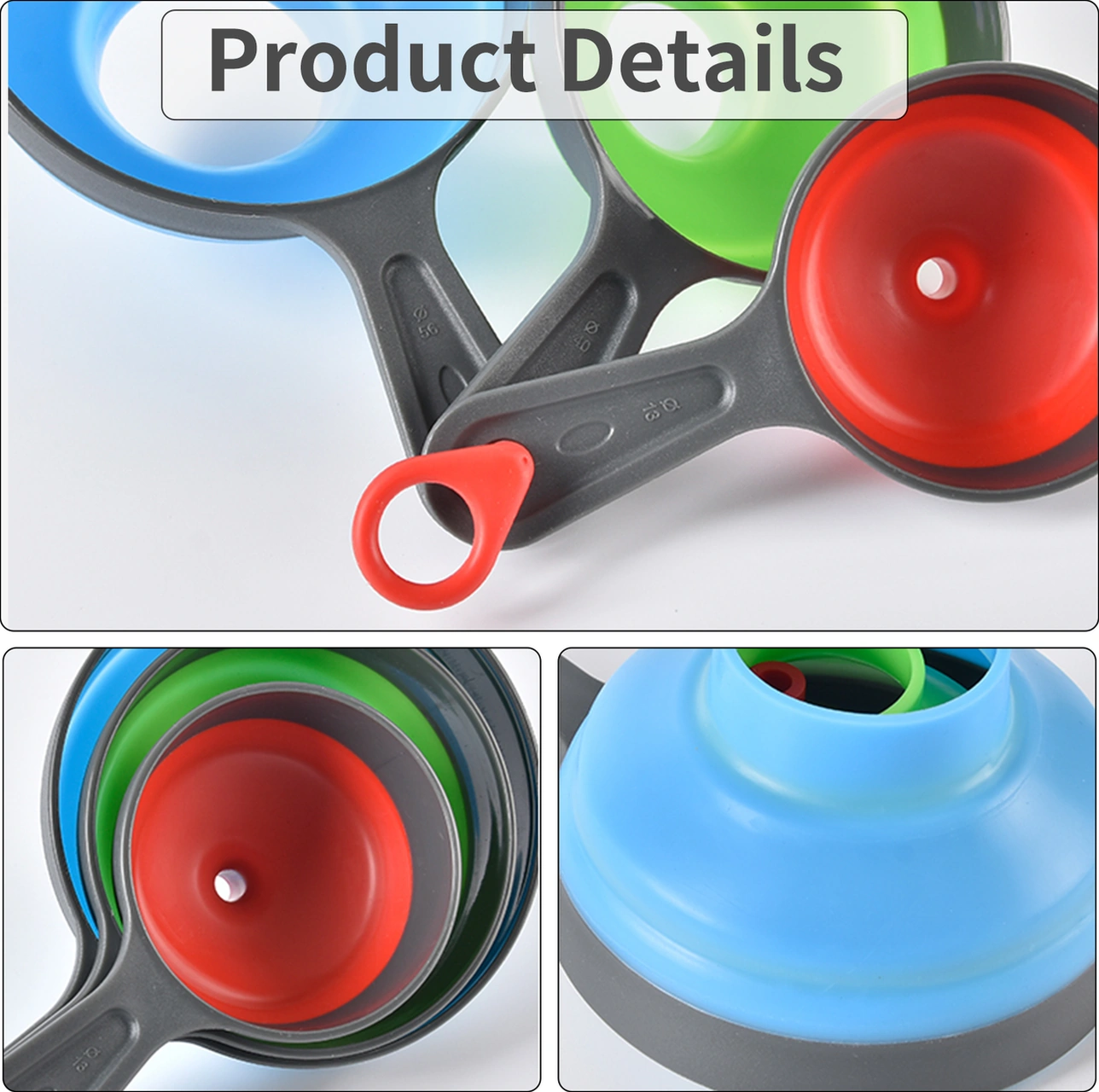 Yunboo 3'lü Silikon Katlanabilir Lehim Huni Seti - Geniş Açık, Çabuk Saklanabilir, Ev Fırını Ve Mutfak Araçları Çok Renkli