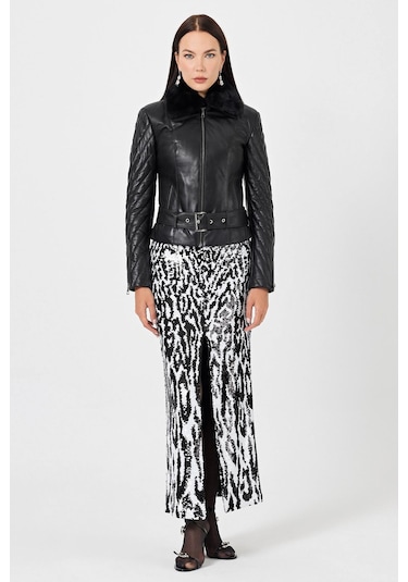 Belinda Siyah Deri Mont Siyah