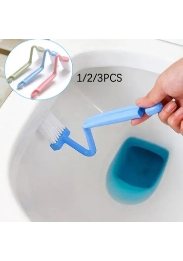 Liangmei 3 Adet Kavisli Tuvalet Fırçası Uzun Saplı Tuvalet Ahşap