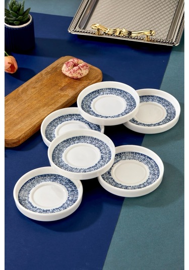 Cooker 6'lı Lyon Porselen Çay Tabağı Mavi