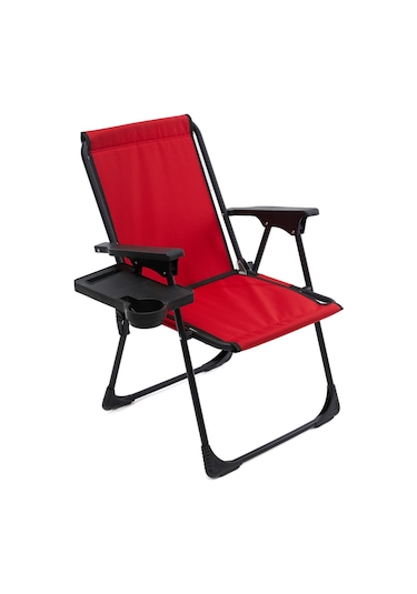 Natura Bardaklıklı Kamp Sandalyesi - Kırmızı
