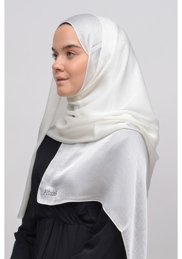 Altobeh Janjan Şık Parlak Saten Dokulu Kadın Tesettür Abiye Şifon Şal - Ekru