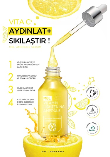 Leke Karşıtı Aydınlatıcı Konsantre C Vitamini Içerikli Cilt Serumu 30 Ml