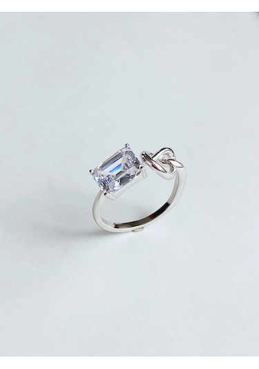 Gümüş Baget Tasarım Pırıltılı Ayarlanabilir Kadın Yüzük