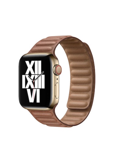 Watch 44mm Uyumlu Krd-34 Deri Kordon -lofy- Turuncu
