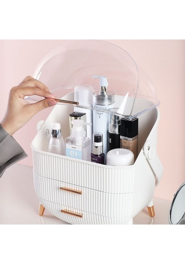Çekmeceli Makyaj Kutusu Ve Düzenleyici Kozmetik Eşya Masa Üstü Organizer Beyaz