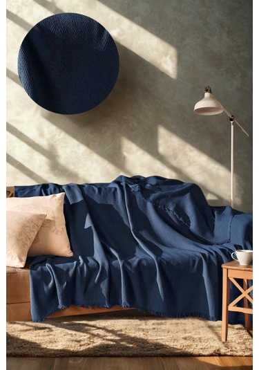 Pamuklu Kaymaz Koltuk Örtüsü&koltuk Şalı Çizgi Desenli 170x210